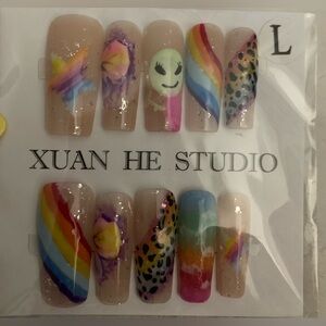 Hand Painted Acrylic Colorful Nail Art Set-Large